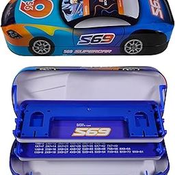 ZAFCO Metal Pencil Box for Boys | Compass for Kids | Pen Box for Students | Geometry for School | Car Theme | Birthday Return Gift 1 Unit (Blue)-picture-10