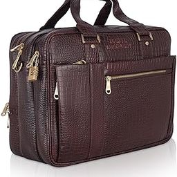 Genuine Leather Bag for Men Durable Professional Briefcase Best Laptop Messenger Office Bag Travel with Trolley Strap 765 Days Warranty-36