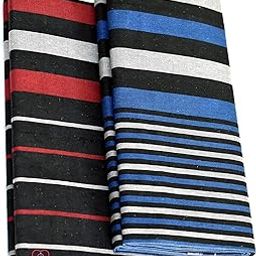 Striped Cotton Lungi Red & Blue/Stitched/Length: 2.25m Free Size (Pack of 2)-image-87