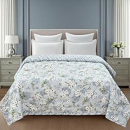 Subtlespreads All-Weather Comforter for Double Bed 230x250 cms | Soft Microfiber AC Blanket/Duvet Ultrasonic Quilting Summer Lightweight, Reversible & Washable (Aqua Floral, Double 90x100)-picture-11