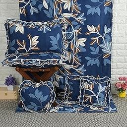 Luxurious Glace Cotton Home Bedding Set | 6 Piece with Frilly Pillowcases and Filled/Frilly Cushions | 6 Piece Bedsheet Set | Complete Bedding Sets-image-77