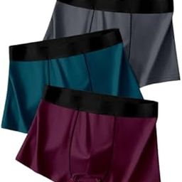 Men's Extra Thin Elastic Underwear Long Comfortable Ice Silk Breathable Comfort Brief Trunks Pack of 3 Multicolour Pack of 3 Printed Men Brief-13