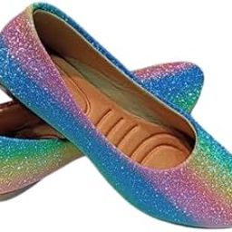 New Cobbler Shoe Factory Rainbow Glitter Ballet Flats, Slip-On Comfort Shoes, Multi-Colour-image-23