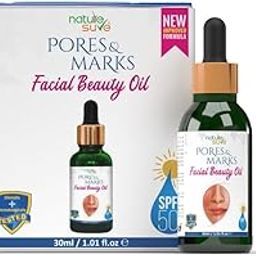 Nature Sure Pores and Marks Facial Oil for Glowing Skin with SPF 50 Sunscreen, Natural Skin Glow and Ultralight Face Care - (Pack of 1, 30ml)-0