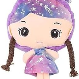Plush Doll, Pink Dress, 30 cm,Little Girls Purse Bag Toddler Crossbody Bag/Soft Plush Material Baby Backpack for Kids Girls Soft Plush Material Zipper Soft Shoulder Bag,Doll Bag (Pack of 1)-19
