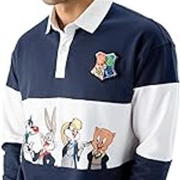 Official Harry Potter: Enter The Looney Tunes Men and Boys Long Sleeve Collared Neck Graphic Printed Oversized Fit Cotton Rugby Polos-image-33