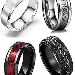 Rings for Men Combo Boys Boyfriend gents friends girls Blue gold Ring for Boys 4 Dragon Black Stainless Steel finger Rings Stylish Birthday Anniversary Husband Valentine Gifts Fashion 297-image-56