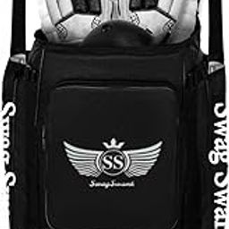 Swag Swank Cricket Kit Bag, Full Size, Multi-Compartment Duffle, Black with Neon Trim-image-75