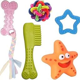 PAWISE Pack of 5 Dog Cotton and Rubber Toy for Small & Medium Breed Dogs and Puppy, Carrot Rope Toy, Puppy Colorful Rubber Toy, Dog Cotton Ball Toy,Non-Toxic Dog Toy, Washable Dog Toy-image-10