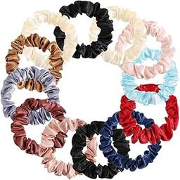 Silk Satin Scrunchies for Women, Ponytail Holder, Anti-Hair-Breakage, Hair Rubber Band Scrunchie Set for Girls - Set of 12-image-10