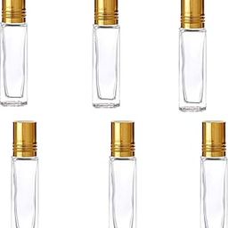 Glass Roll-on Attar Bottles, 6ml Capacity, Gold Cap, Set of 6, Transparent-13