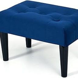 BRIAN & DANY Small Footstool Ottoman, Velvet Soft Foot Rest Seat with Wooden Legs, Step Stool for Living Room,Foot Stool (Blue)-image-42