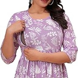 Women's Maternity Feeding Kurti Printed Pregnancy & Nursing Dress Comfortable Breastfeeding Womens Kurta-image-27