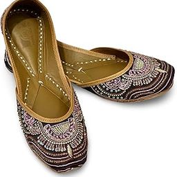 PHA || Women's Traditional Beaded Punjabi Jutti, Handcrafted Embroidered Jutti, Black and Pink Ethnic Pattern-image-73