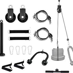 HASHTAG FITNESS Bicep,Triceps Exercise Home Gym Equipment Weight Cable Pulley System Gym With 360° Rotation Portable Upgraded Lat Pull Down Cable Machine Attachments Weight Loading Pin-24