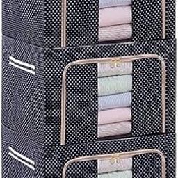 DIOXIT (Pack Of 1 Foldable Steel frame Double Opening Zipped Rectangular Storage Organizer bag with Window Folding Bag - Under Bed Closet Wardrobe Box(Multi color, 66L)-image-44