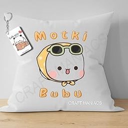 Motki Bubu Pillow Keychain Combo : A 16 * 16 Pillow with Filler Inside & Free Wooden MDF Keychain-image-83