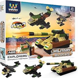 Webby 4 in 1 Military ABS Building Blocks Kit, Adventure Play Set, Fun Creative Toy Set for 5+ Years Kid (122 Pcs) Multicolor-picture-1