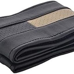CARIZO Car Steering Wheel Cover | Microfiber Leather | Breathable, Anti Slip | Odourless | Stitchable | Black & Beige for Hyundai i20 Magna/Asta/Sportz (2020-21)-image-10