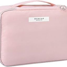House of Quirk Makeup Bag Cosmetic Bag For Women Cosmetic Travel Makeup Bag Large Travel Toiletry Bag For Reusable Toiletry Bag (Pink),W-16.5 Cm-image-44