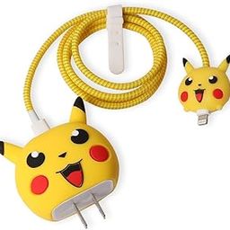 Cable Protector with 3D Cute Pattern for iPhone Charger only 18W & 20W, Data Line Wire Saver Charging Cable Charger Protective Cable, Full Protection Cover 4 in 1 (Yellow Cat)-picture-23