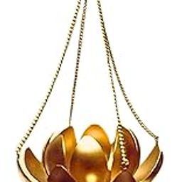 BLLUEX Diwali - Home Decor Metal Lotus Hanging with Tea Light Holder | Design/Look for Festivities Decoration | Gifting Purpose - Made in India (Gold No-1 Set,)-image-79