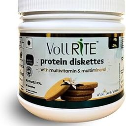 Voll RiTE Protein Diskettes | Protein Biscuit with multivitamin and multimineral| No Sugar| Cholesterol free| High Protein with B Vitamins | Vanilla Flavour, 250g-image-62