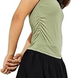 Women's Cotton Regular Fit URB_N Solid Cinched Sides Top-image-1