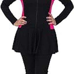 Mitushi products Women's Polyester Full Body Padded Swimsuit (Black and Pink, Large)-image-48