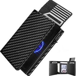 Wallet for Men, Slim Wallet with Coin, Pocket Card Holder Wallet for 10+ Cards, Magnetic Closure Card Wallet, Smart Airtag Wallet Card Holder, Pop up Men Card Wallet RFID Blocking, Black-image-12