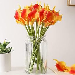 Tied Ribbons 10 Pcs Artificial Calla Lily Flowers Bunch For Vase&Flower Pots (33 Cm Each, Multi) Home Decor Item For Living Room Centerpiece Corner Table Decorations (Pot Not Included) - Silk-10
