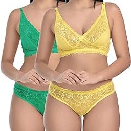 Women Cotton Stretch Non-Padded Non-Wired Bra Panty Set, Girls Lingerie Set, Everyday Wear, See Main Image to Check How Many Sets You Will Get-picture-39