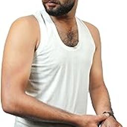 Men's 100% Pure Cotton Roundneck Sleeveless Vest with Flatlock Stitching & Reinforced Seams | Premium Kerala Cotton | Extended Comfort Fit (White)-image-33