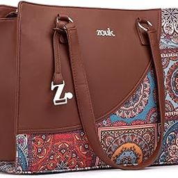 zouk Women's Office Essential Bag | Jute | Vegan Leather Handcrafted Tote Bag With Double Handle Shoulder Strap-picture-12
