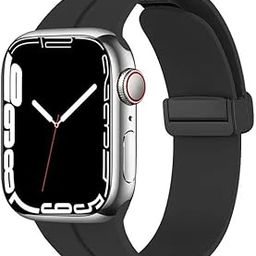 AJM Silicone Smooth Strap Magnetic Adjustable Folding Buckle Strap for Apple Watch 42mm 44mm 45mm Series SE 7/6/5/4/3/2/1 (Watch Not Included)-picture-28