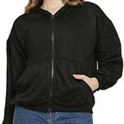 Womens Zipper Jacket Fleece Fabric Sweatshirt Latest Solid Stylish Hoodies Full Sleeves Winter Wear Regular Fit for Women-image-42