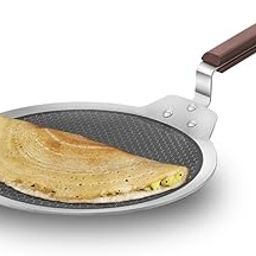 Hawkins 28 cm Dosa Tava, Triply Stainless Steel Shielded Nonstick Tawa with Rosewood Handle, Honeycomb Non Stick Induction Tawa, Silver (NSDT28)-image-5