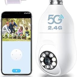 BJR - 4MP Spotlight, 5G 2.4G Wireless Security Camera, WiFi 2K HD, Wireless Security Camera Indoor Outdoor 360 for Home, with Night Vision Motion and Siren Alert, E27 Plug-9