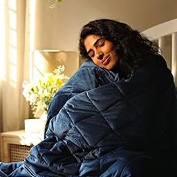 Tucked In | All Season Blanket | Blue Mink - Weighted Blanket | Cotton Material Filled with High Density Glass Beads | Anxiety Blanket | Standard Size (50" x 75")-image-67