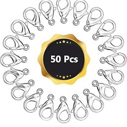 JL Lobster Clasp 50 Pcs, Fish Hooks, Jewellery Making Lobster Clasps Claw Hooks, Hooks for Jewellery Making, Jewelry Making Finding, Jewelry Tools, Lobster Clasps for Jewelry Making (Silver)-image-3