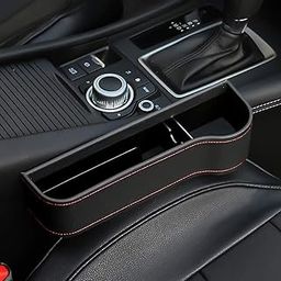 Cassarina Car Seat Gap Filler Organizer Storage Box with Cup Holders Leather PU Console Side Storage Organizer, Coin Box Pockets, Cards Mobile Holder Interior Accessories Suitable for Cars-image-87