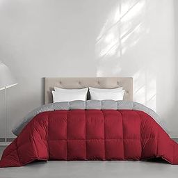 Reversible Comforter Double Bed Size Blanket - 300 GSM Comforter for Winter Blanket Soft Microfiber - Soft & Luxury Design Duvet/Blanket Double Bed (90"X100") - Burgundy/Silver Grey Color-image-22
