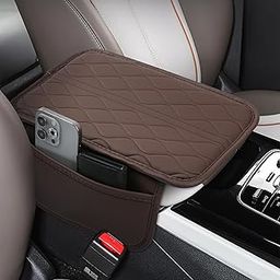 Xfopz Car Center Console Cover,Leather Car Armrest Cover with 2 Storage Bags,Universal Car Arm Rest Cover,Car Interior Accessories Protector for Most Vehicle (Brown)-image-11