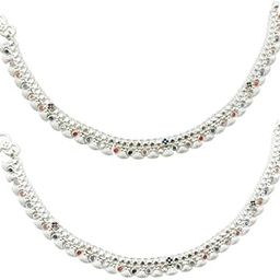 JEWELLERYHUY Silver Anklet Payal Jewelry For Womens Size-10.5 Inches-33