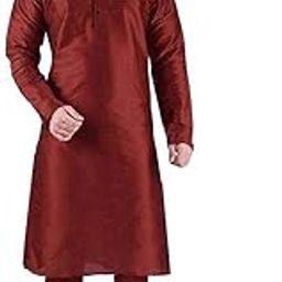 Men Maroon Dupion Silk Kurta Pyjama Set-image-36