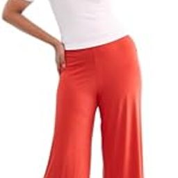 Women's Solid Rust Viscose Full Length Knit Palazzo-image-2