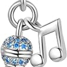 Microphone with Music Note Charm for Music-lover Compatible with Pandora Charms Bracelets, Metal, No Gemstone-image-61