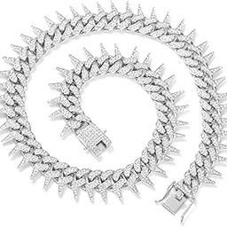 Mc Stan Style Cuban Link Chain for Men Women Chain Miami Necklace Iced Out Cubic Zirconia Sterling Silver Plated Stainless Steel Chain-image-5