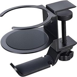 ILSMYSUTRA® 2 in 1 Headphone Hanger Cup Holder Headphone Clamp Hook Cable Clip Black-30