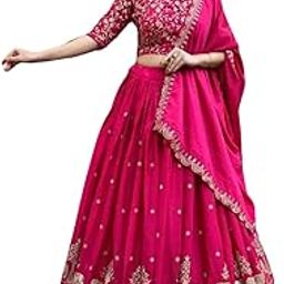 Pihu Fashionn Women's Art Silk Semi-Stitched New Lehenga Choli with Dupatta | Designer Lehenga Choli | Traditional Lehenga for Women | Stylish Lehenga for womens (jully pink)-image-87